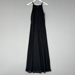 Vintage Jessica McClintock Womens Dress 12 Black Beaded Gown Prom Dark Romantic